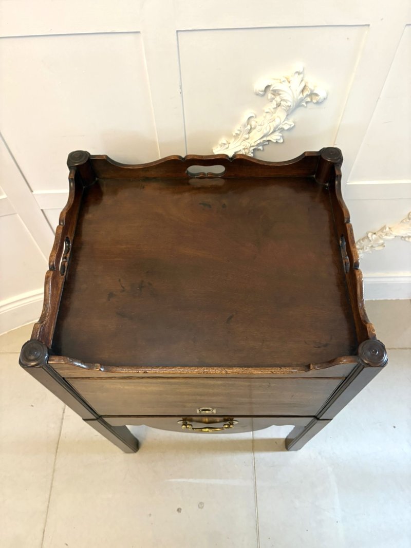 Antique Georgian Mahogany Tray Top Bedside Table Nightstand Lamp Table - Image 4